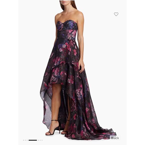 NWT Marchesa Notte Strapless Floral High-Low Gown - Picture 5 of 9